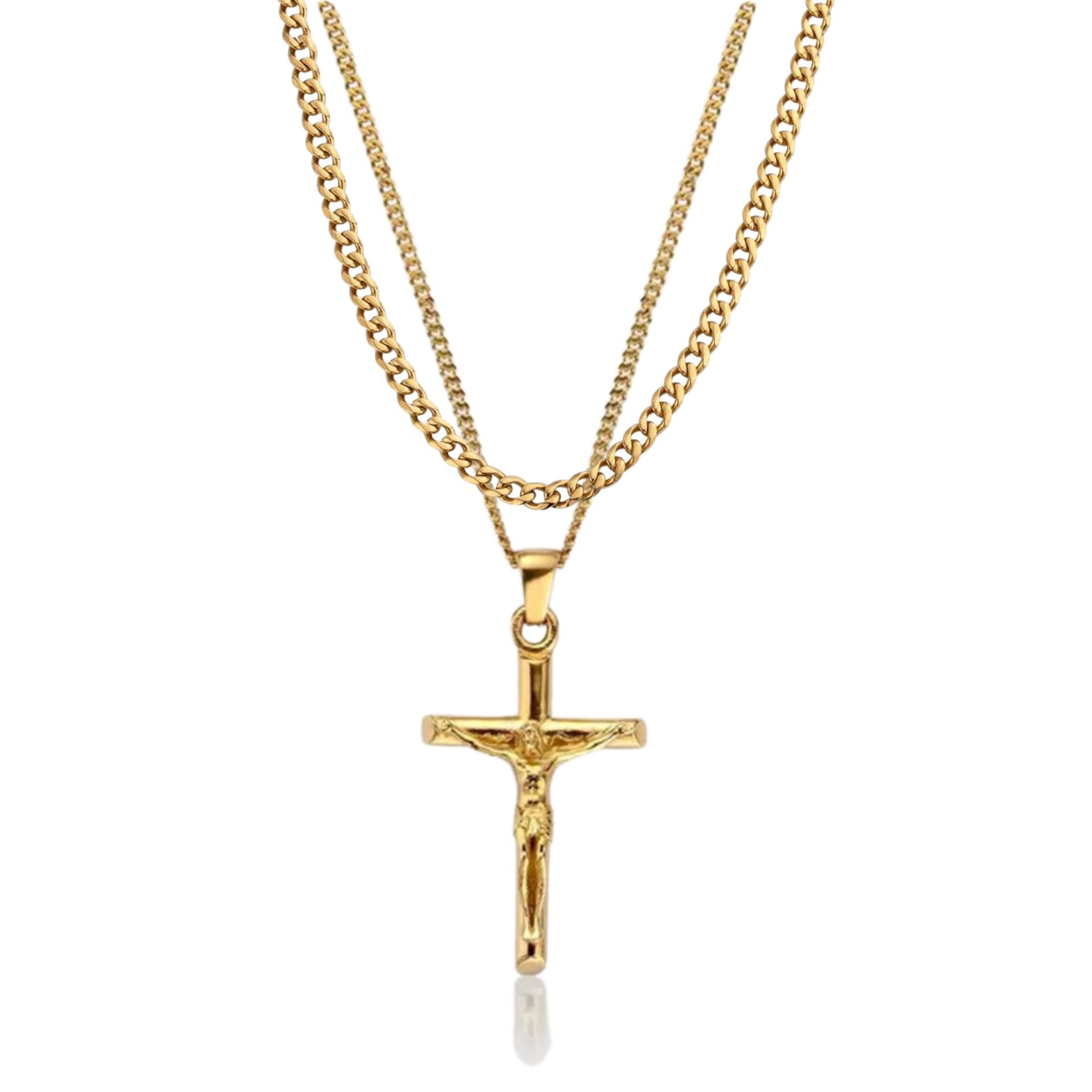 Kruzifix Kreuz Kette x Cuban Kette Set