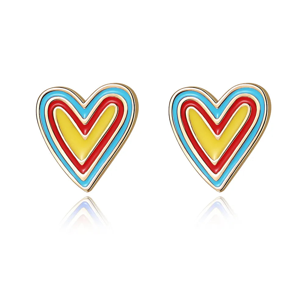 Regenbogen Herz Ohrstecker