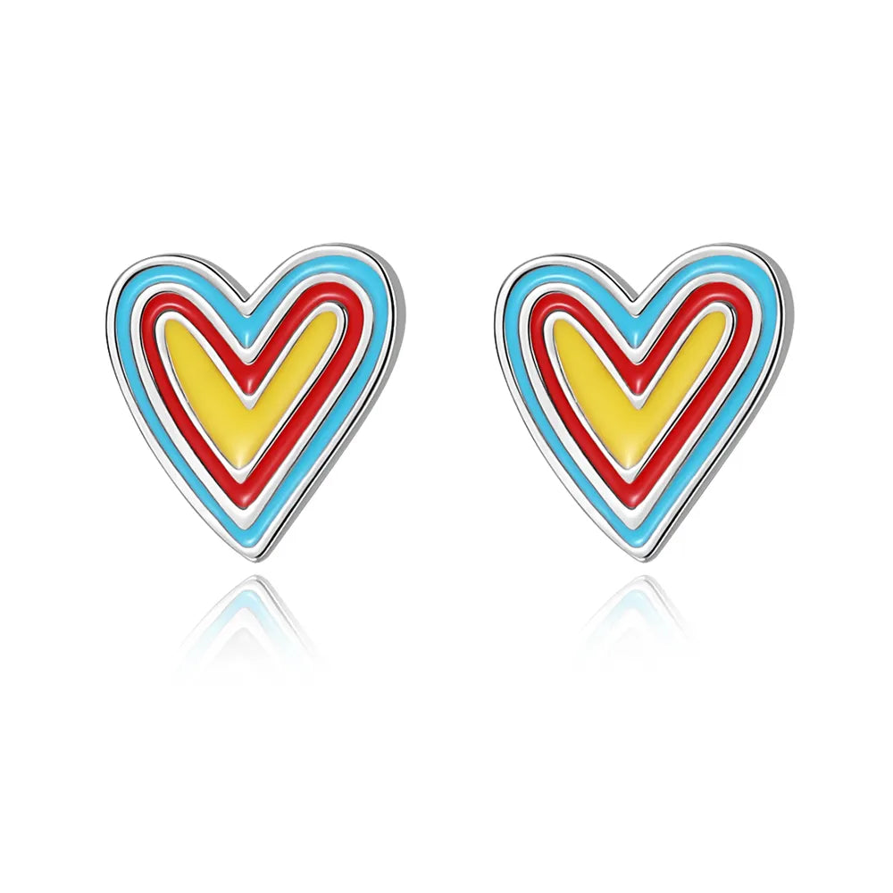 Regenbogen Herz Ohrstecker