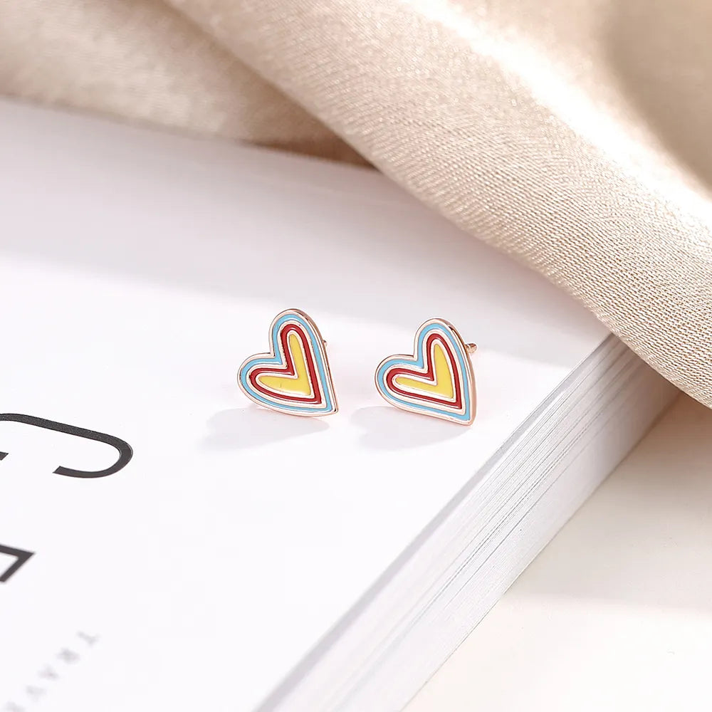 Regenbogen Herz Ohrstecker