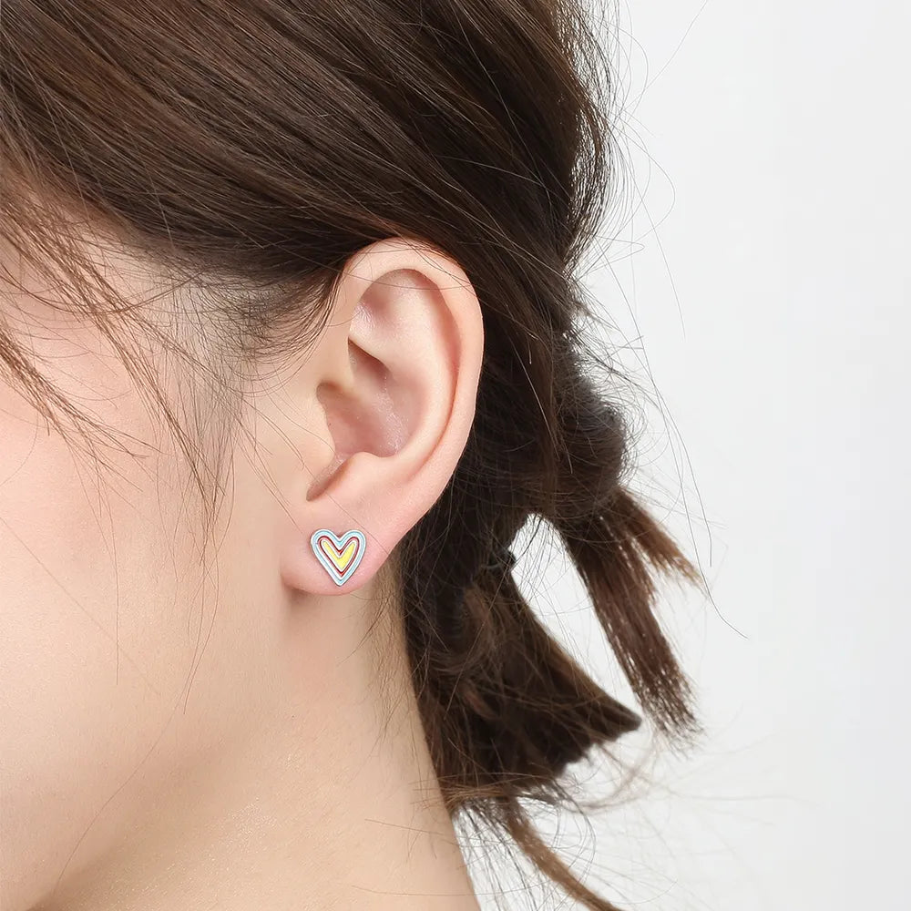 Regenbogen Herz Ohrstecker