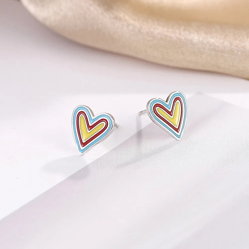 Regenbogen Herz Ohrstecker