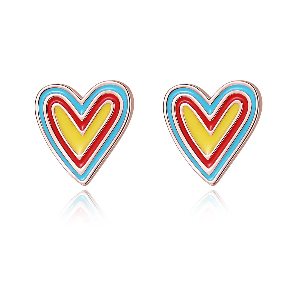 Regenbogen Herz Ohrstecker