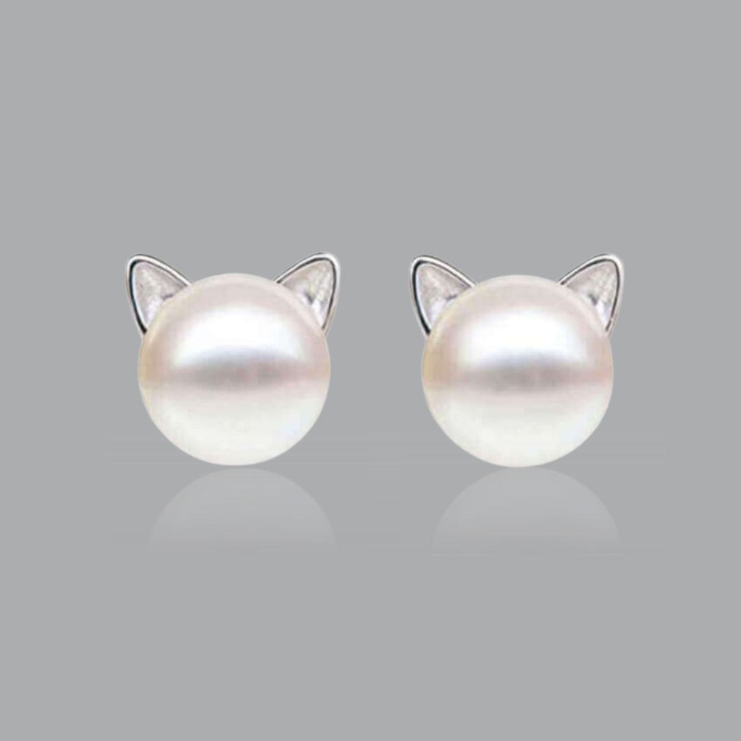 Katzen Ohr Stecker Perle Ohrringe