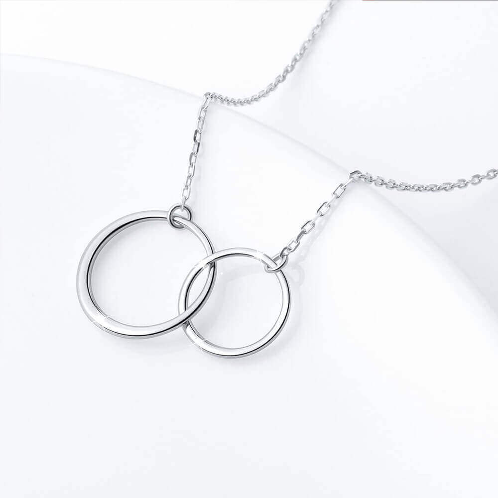 Heißer Verkauf 925 Sterling Silber vergoldet GG Double Circle Interlock Mutter Tochter Generation ineinandergreifende Halskette für Frauen.