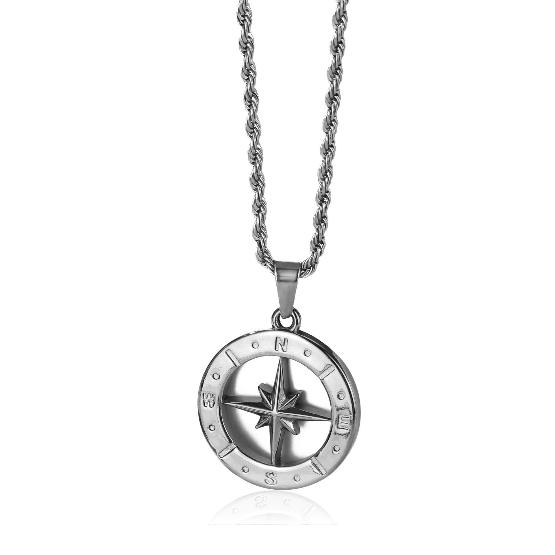 Stern Kompass Kette Silber