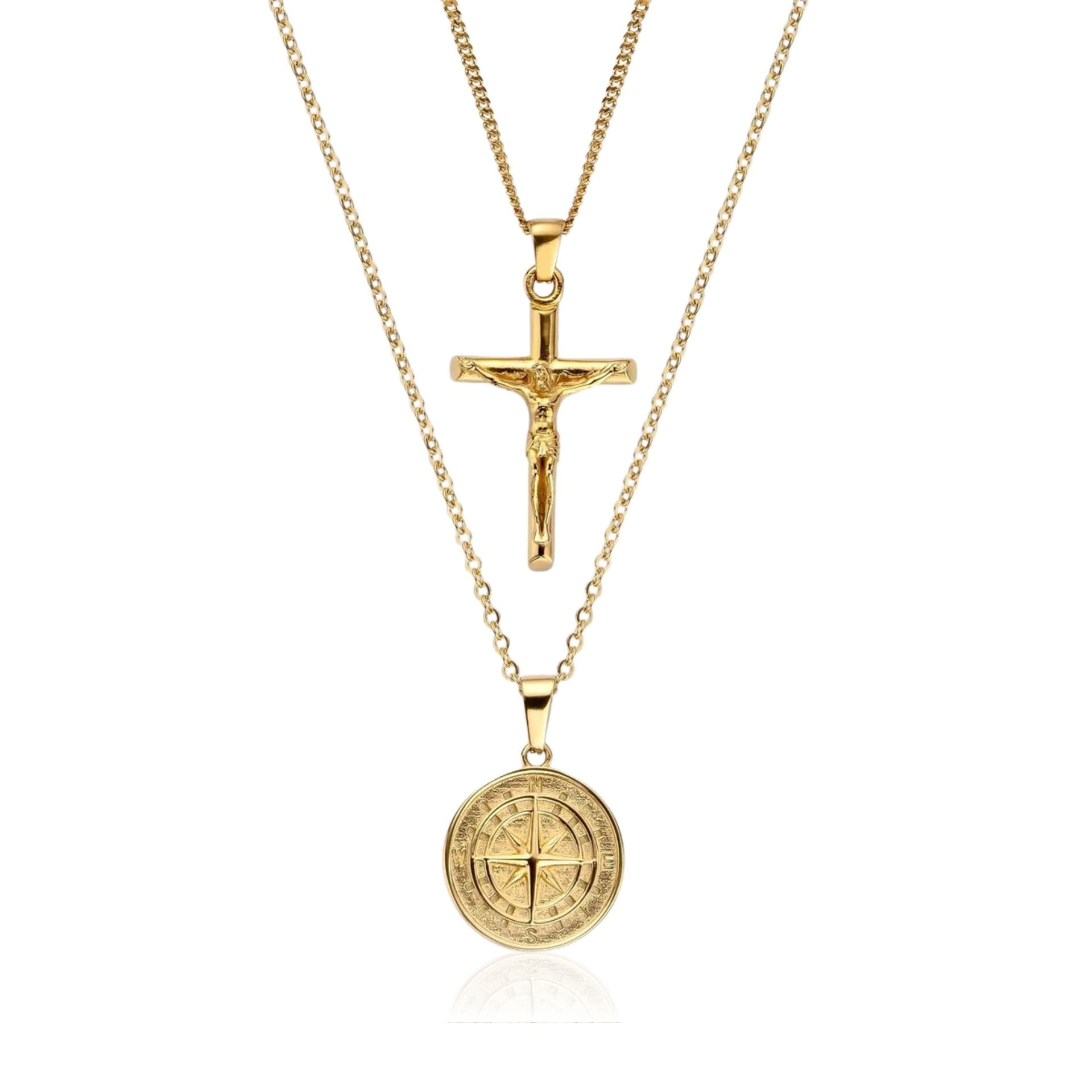 Kompass x Kreuz Chain Set Gold