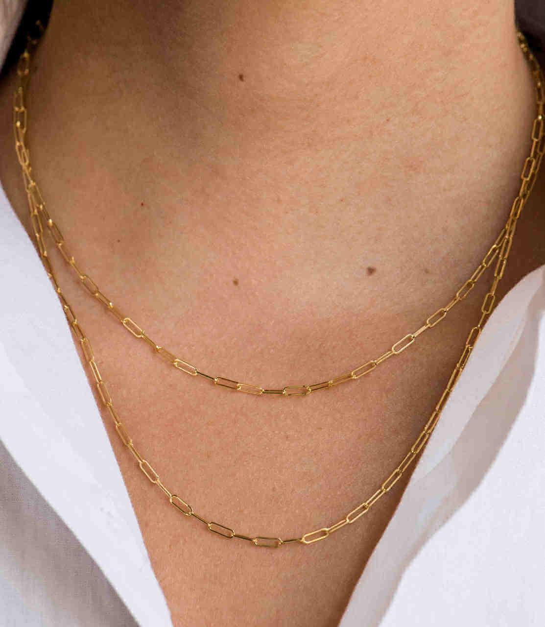 925 Sterling Silber vergoldet Link Büroklammer Halskette 
