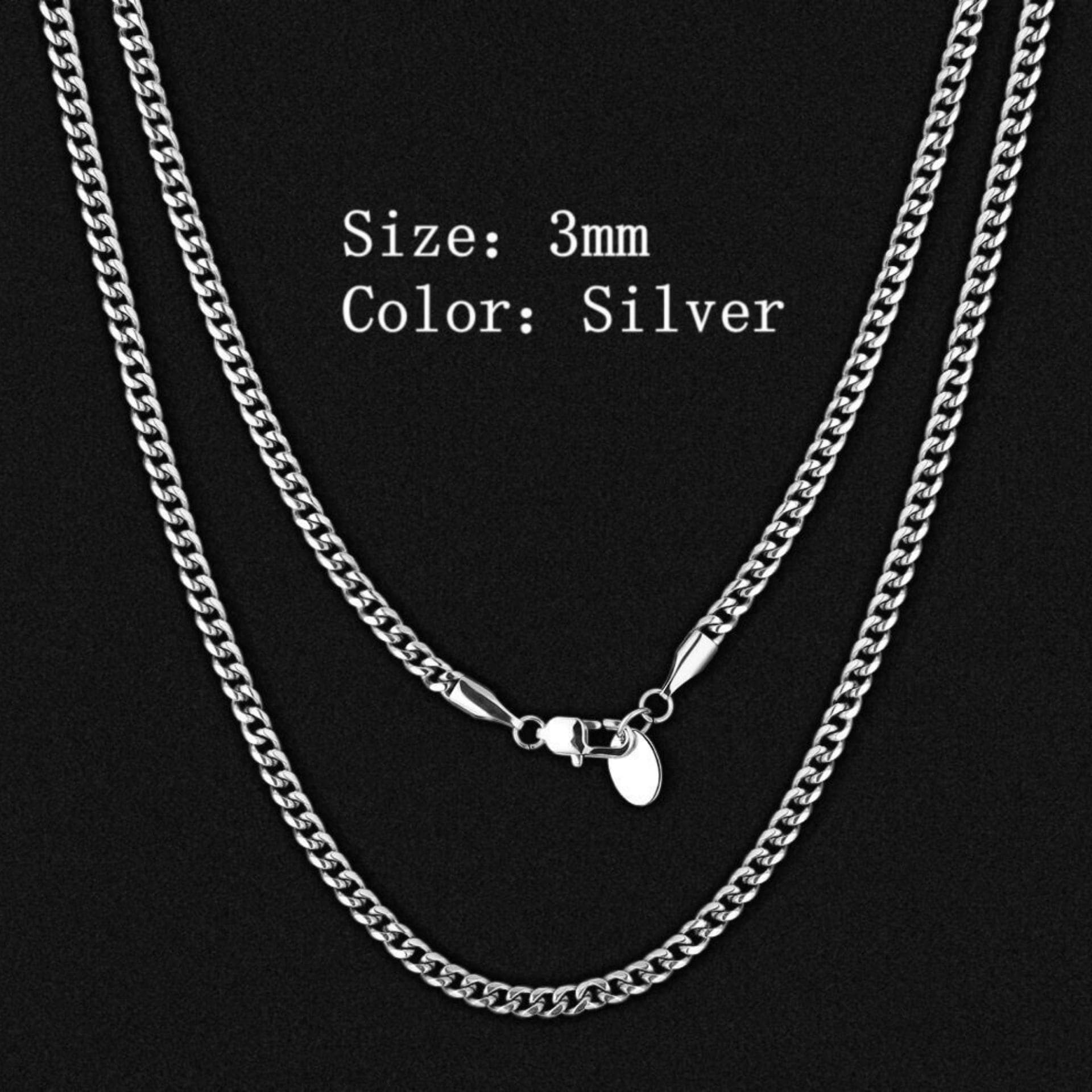 MEEKILLI 3mm Cuban Chain Damen Silber Kette