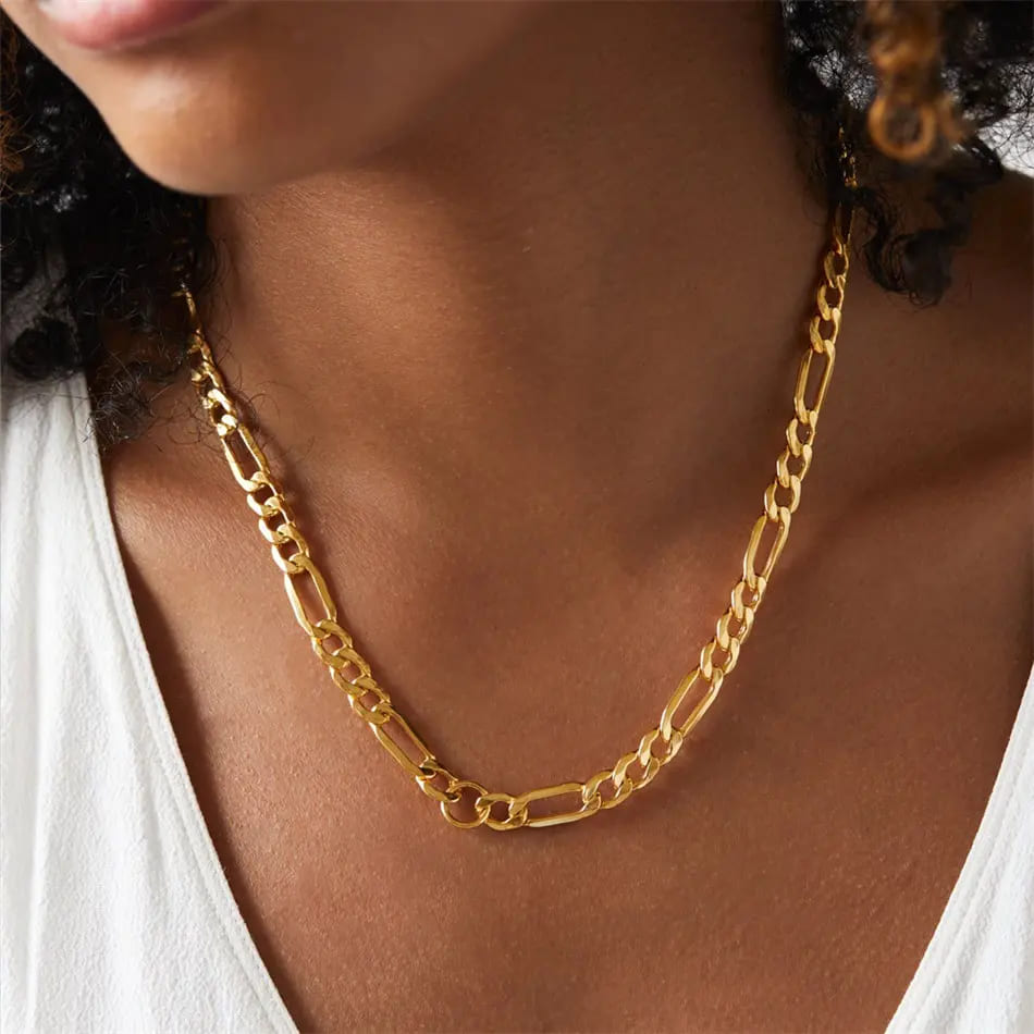 Figaro Chain 3mm Halskette Gold Damen