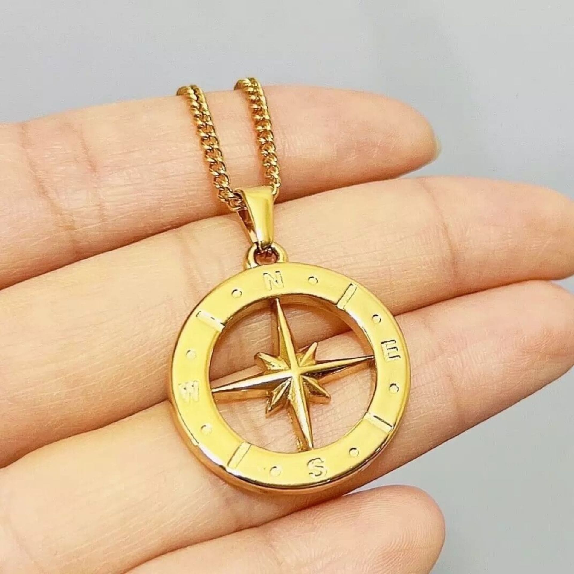 Stern Kompass Kette Gold